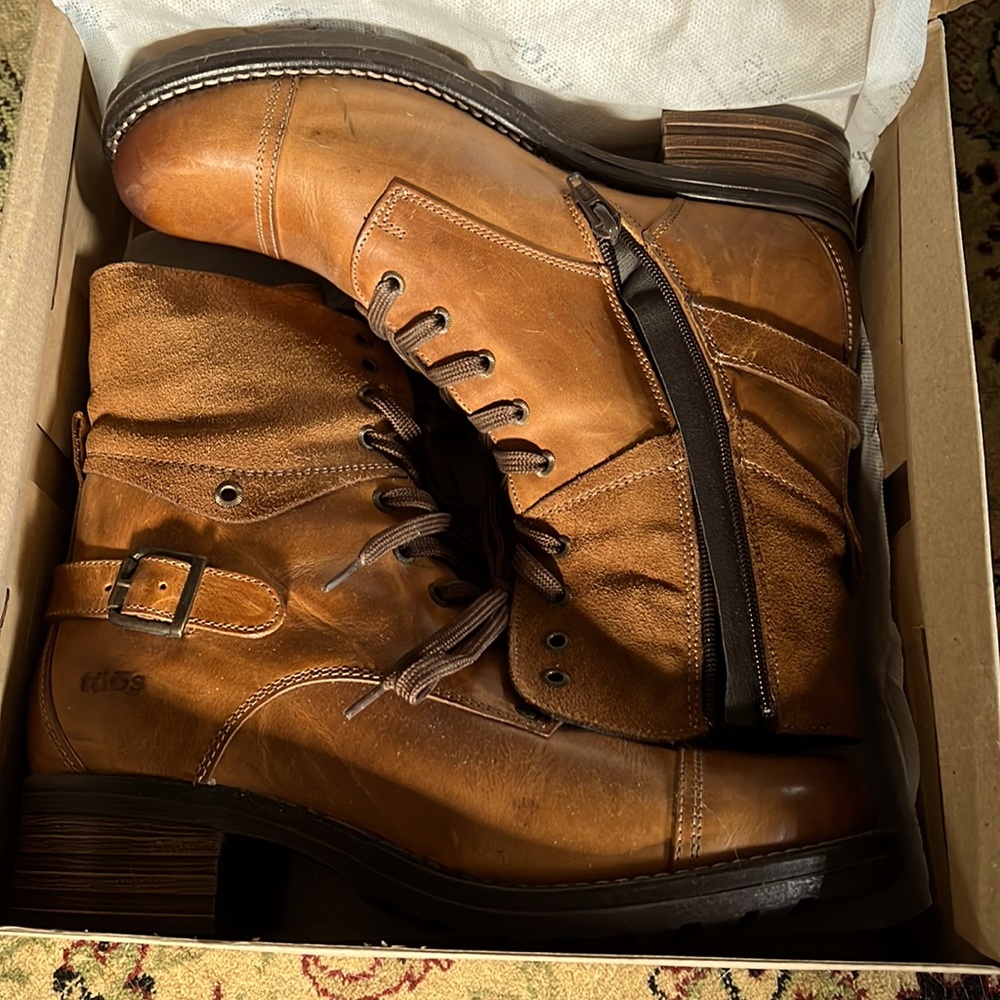 Taos booties in golden brown. Worn once. Like new condition.